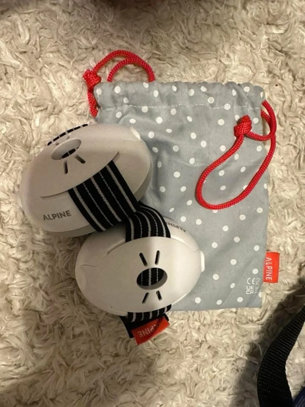 Alpine Kids White Soft Ear Protectors with Carry Pouch